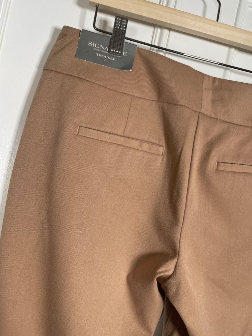 Ann Taylor NWT $89 Signature Straight Trouser Pants Sz 8 Tan 90s Minimalist - Picture 6 of 10